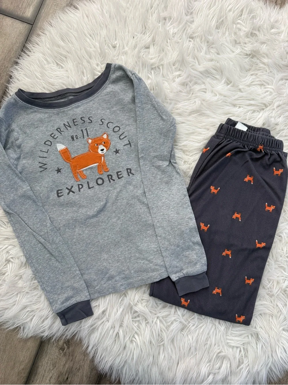 Carter's Grey Top and Navy Fox Print Pajama Set